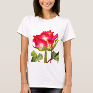 Hybrid Tea Rose watercolor modern flower art T-Shirt