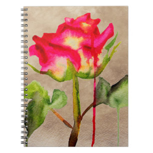 Hybrid Tea Rose watercolour modern flower art Notebook