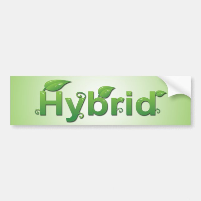 "Hybrid" with Leaves Bumper Sticker (Front)