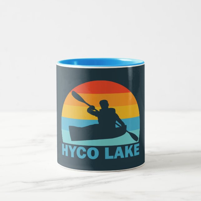 Hyco Lake North Carolina Kayak Two-Tone Coffee Mug (Center)
