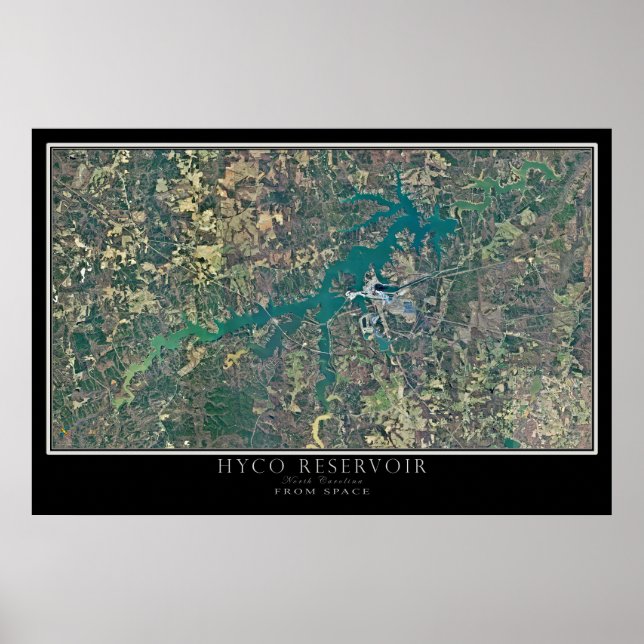 Hyco Lake North Carolina Satellite Poster Map (Front)