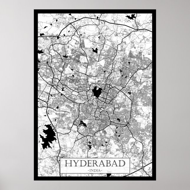 Hyderabad India Map Poster (Front)