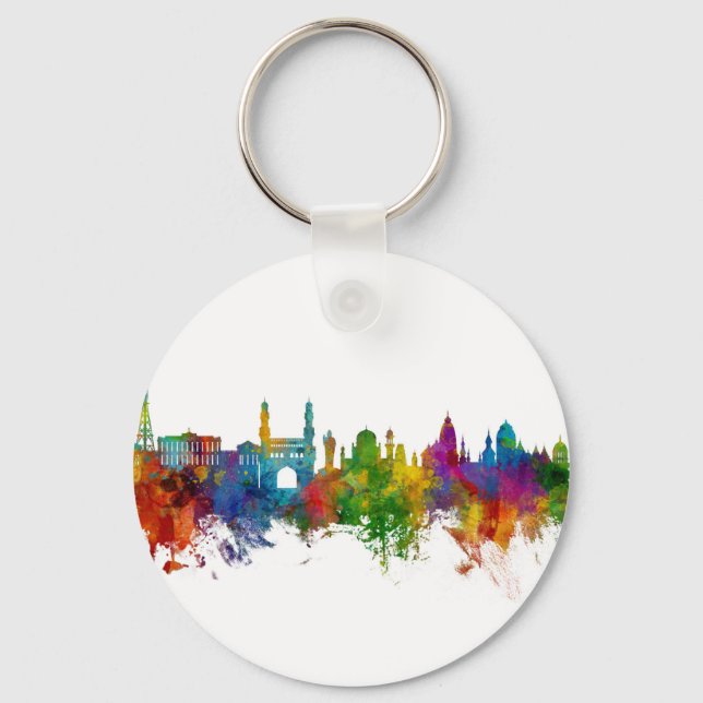 Hyderabad Skyline India Key Ring (Front)