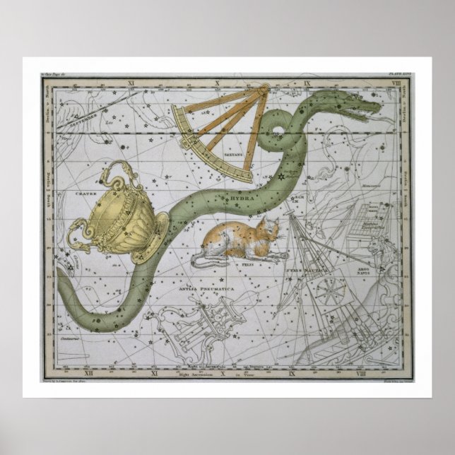Hydra, from 'A Celestial Atlas', pub. in 1822 (col Poster (Front)