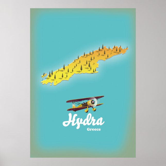 Hydra greece retro map poster (Front)