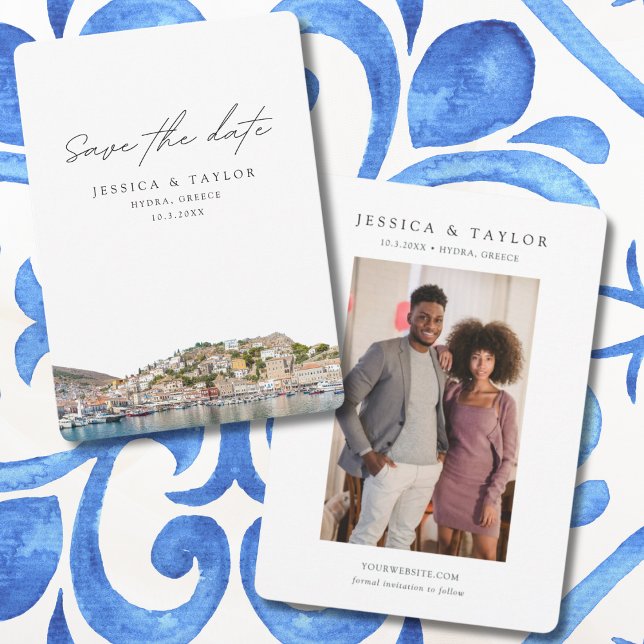 Hydra Greece Wedding Save the Date Invitation (Hydra Greece Wedding Save the Date)