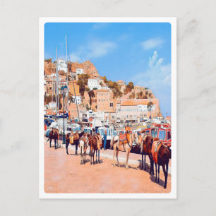 HYDRA - mules at the port Postcard