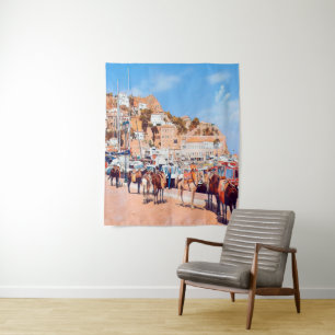 HYDRA - mules at the port Tapestry