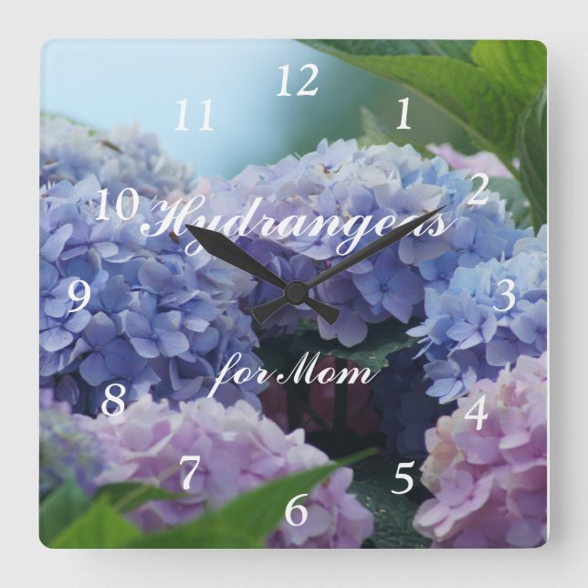 Hydrangea 2385 Clock- customise or personalise Square Wall Clock (Front)