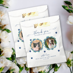 Hydrangea 2 Photo Custom Pet Wedding Treat Dog Favour Bags