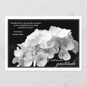 Hydrangea and Black and White Sympathy Thank You Card