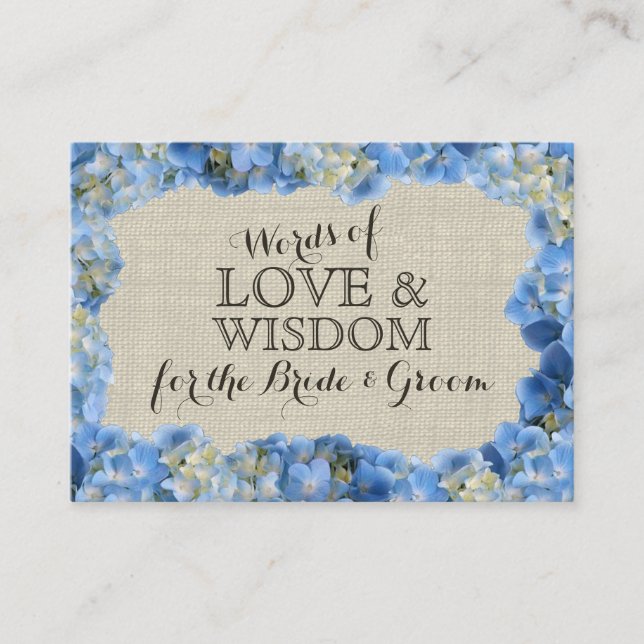 Hydrangea and Burlap Advice Cards (Front)