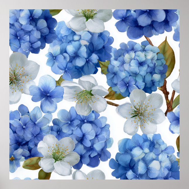 Hydrangea and Cherry Bloom Poster (Front)