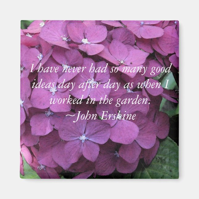Hydrangea and Gardening Quote Magnet (Front)