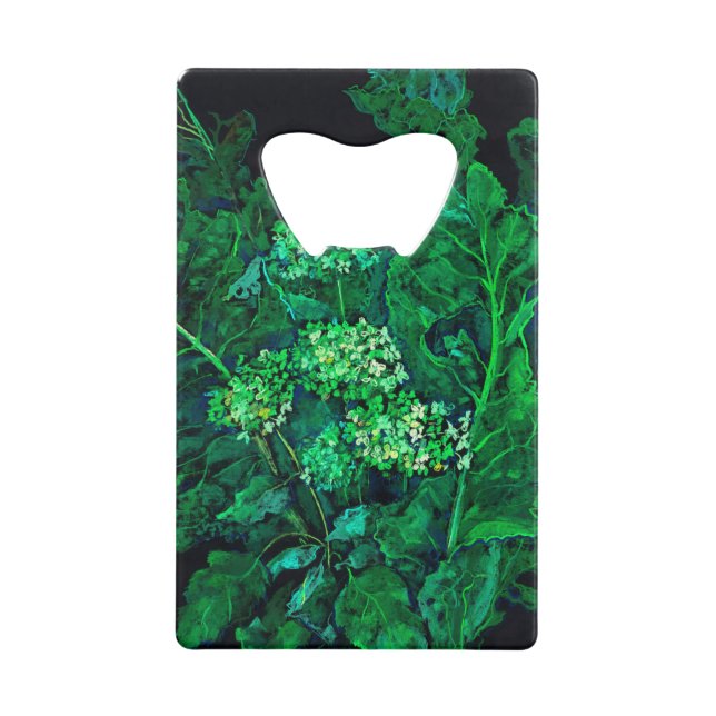 Hydrangea and Horseradish Floral Art Black & Green (Front)