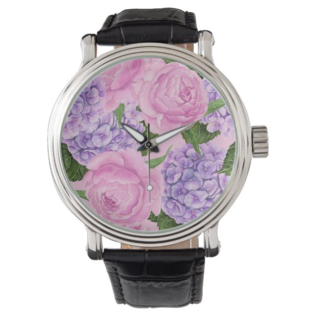 Hydrangea and peony pattern watch (Front)