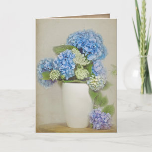 hydrangea and Queen Anne's Lace bouquet in vase Card