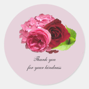 Hydrangea and Roses Thank You Sticker