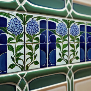 Hydrangea Art Deco Floral Wall Decor Art Nouveau Tile