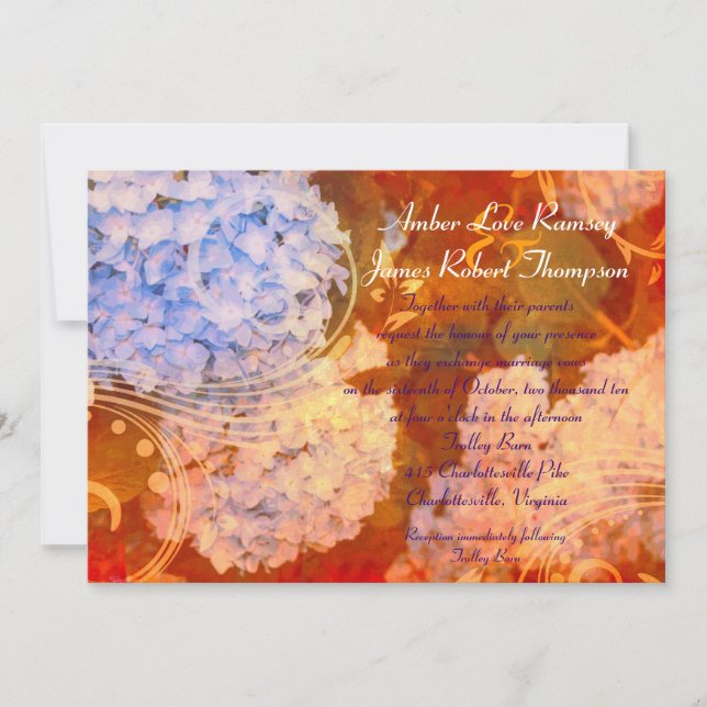 Hydrangea Autumn Wedding Invitation (Front)