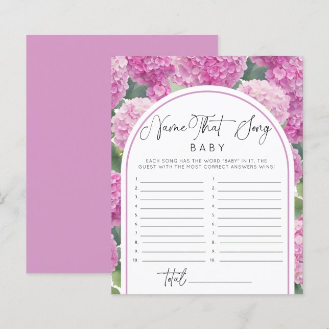 Hydrangea Baby Shower Name Song Games (Front/Back)