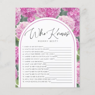 Hydrangea Baby Shower Who Knows Mummy Games
