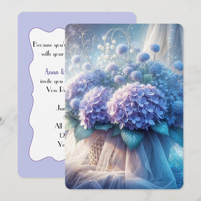 Hydrangea Basket For Wedding Vow Renewal Invitation (Front/Back)