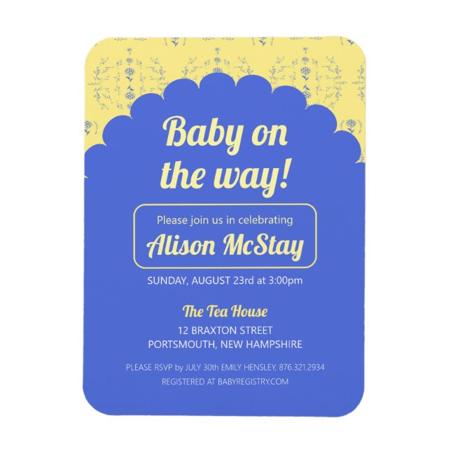Hydrangea Block Baby Shower Invitation Magnet (Vertical)