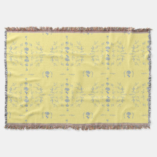 Hydrangea Block Pattern- Yellow and Blue Throw Blanket
