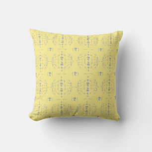 Hydrangea Block Yellow and Blue Pattern Cushion