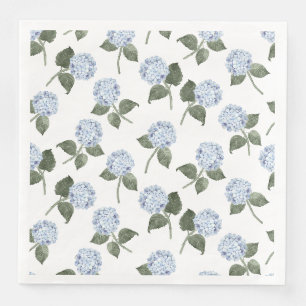 Hydrangea Bloom Blue Watercolor Floral Napkin