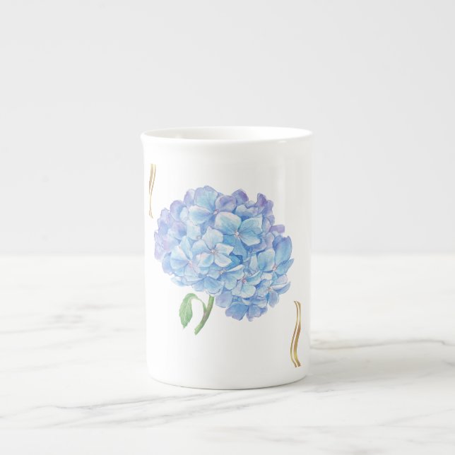 Hydrangea Bloom – Vintage Botanical Flower  Bone China Mug (Front)