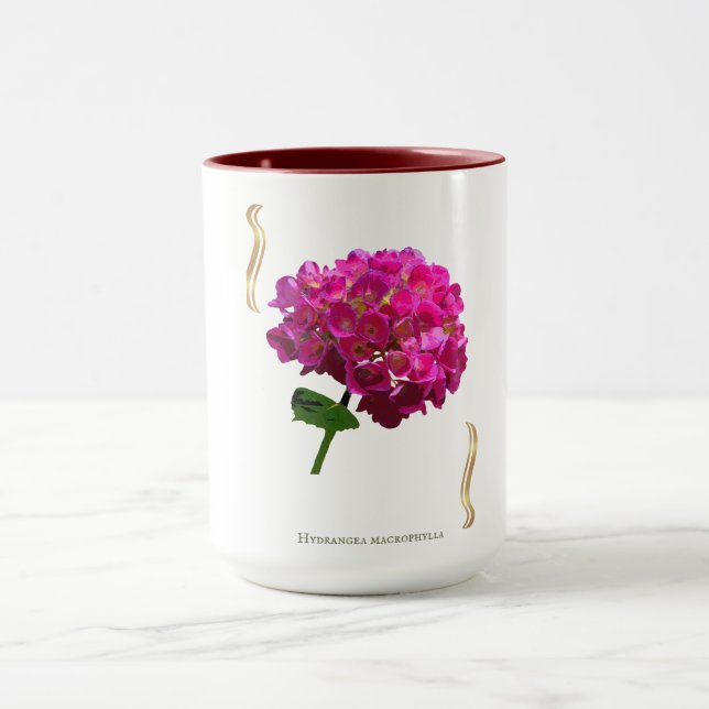 Hydrangea Bloom – Vintage Botanical Fuchsia Mug (Center)