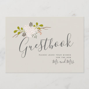 Hydrangea Blooms Botanical Wedding Guestbook Sign Invitation