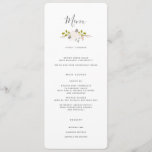 Hydrangea Blooms Botanical Wedding Menu Card<br><div class="desc">Lovely blooms and branches of hydrangeas adorn this simply elegant and modern wedding invitation suite. This coordinating Wedding Menu card is perfect for including at each place setting, or it can be customised for any use. Available in soft tones of blush pink and soft green on white with grey text,...</div>