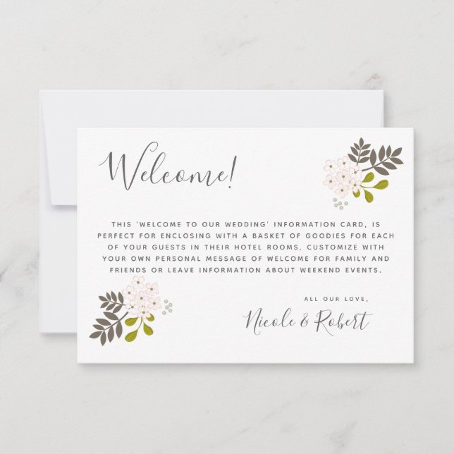 Hydrangea Blooms Botanical Wedding Welcome Guests RSVP Card (Front)