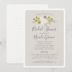Hydrangea Blooms Floral Bridal Shower Invitation