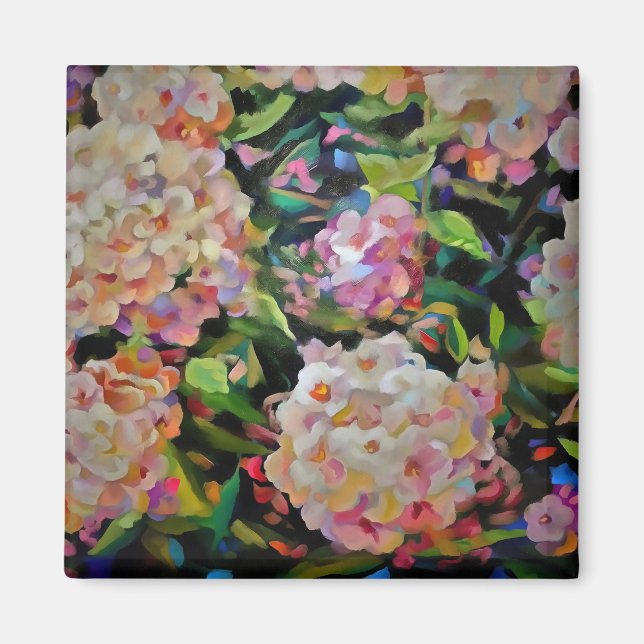 Hydrangea Blossom Decorative Floral Art Pink  Magnet (Front)