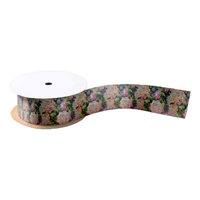 Hydrangea Blossom Decorative Floral Art Pink  Satin Ribbon (Spool)