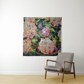 Hydrangea Blossom Decorative Floral Art Pink  Tapestry