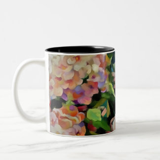 Hydrangea Blossom Decorative Floral Art Pink  Two-Tone Coffee Mug