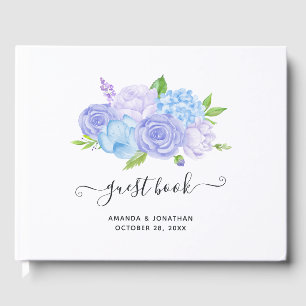 Hydrangea Blue and Light Lavender Wedding Guest Bo Guest Book