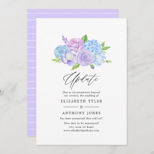 Hydrangea Blue and Light Lavender Wedding Update Invitation