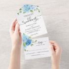 Hydrangea Blue Dusty Light Floral Wedding RSVP