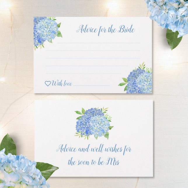 Hydrangea Blue Floral Bridal Shower Advice Cards (Creator Uploaded)