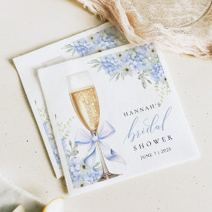 Hydrangea Blue Floral Bridal Shower Paper Napkin