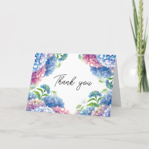 Hydrangea Blue Floral Wedding Thank you  Card