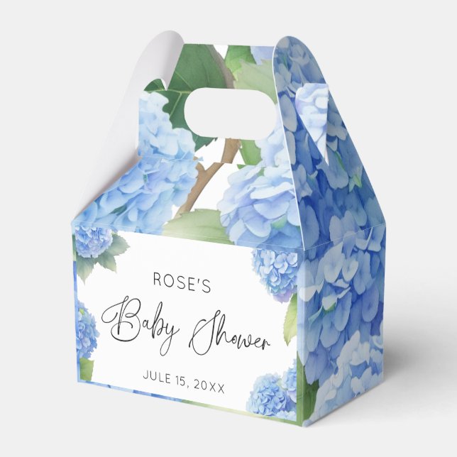 Hydrangea Blue Flowers It's a Boy Baby Shower Favour Box (Front Side)
