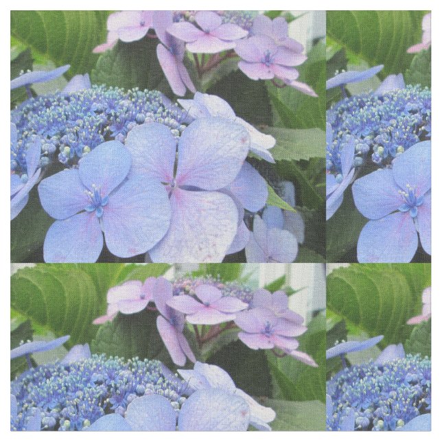 Hydrangea Blue Purple Pretty Flower Fabric (Close Up)
