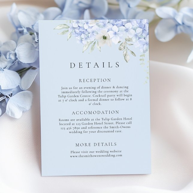 Hydrangea Blue Wedding Details Enclosure Card (Creator Uploaded)